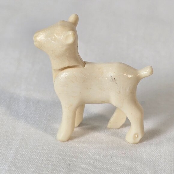 Vintage Plastic Goat Figure Movable Head White Farm Animal Toy 1950s - Picture 5 of 12